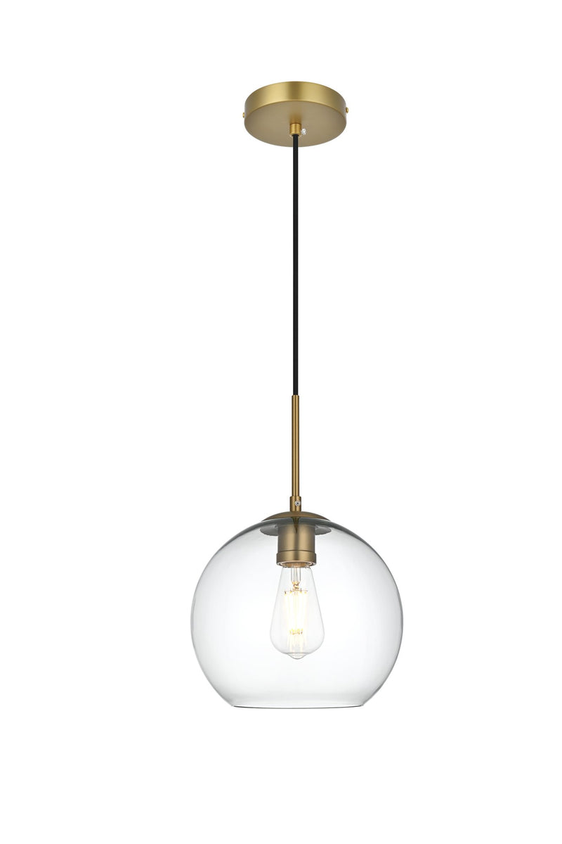Baxter 10" Clear Glass Mini Pendant in Satin Gold And Clear