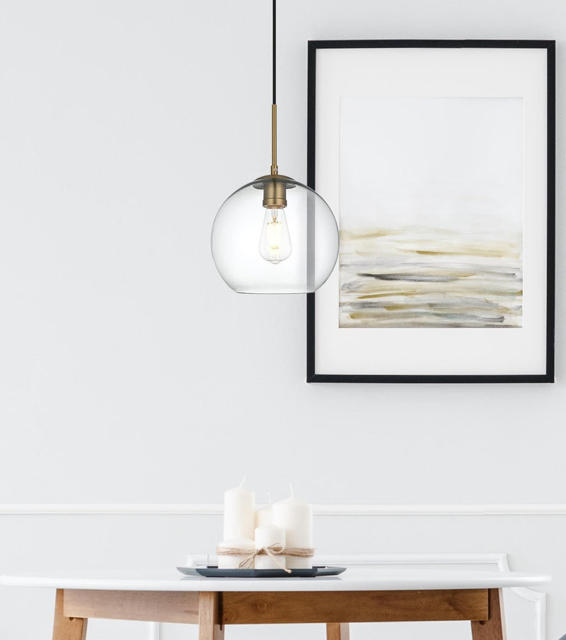 Baxter 10" Clear Glass Mini Pendant in Satin Gold And Clear