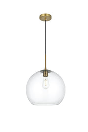 Baxter 14" Globe Pendant in Satin Gold And Clear