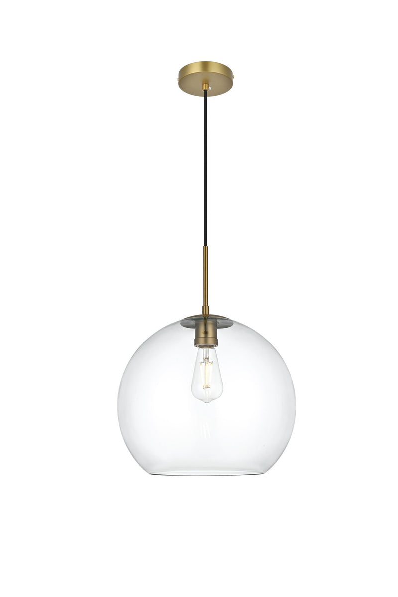 Baxter 14" Globe Pendant in Satin Gold And Clear