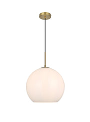 Baxter 14" Globe Pendant in Satin Gold And Frosted White