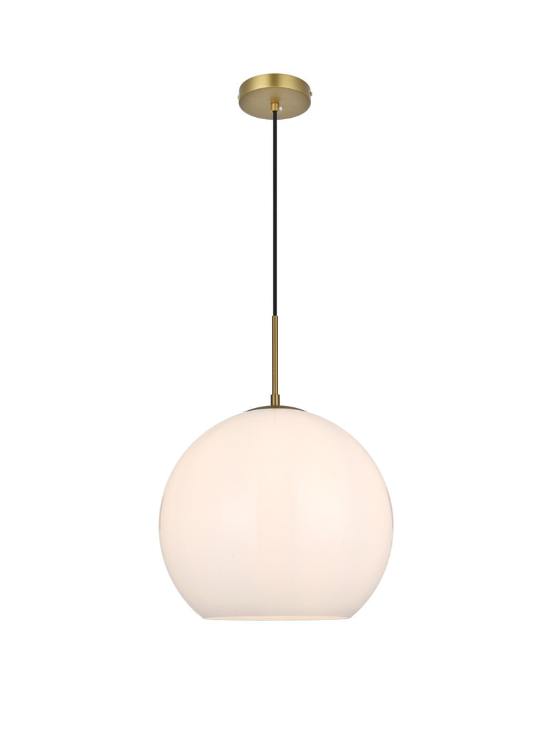 Baxter 14" Globe Pendant in Satin Gold And Frosted White