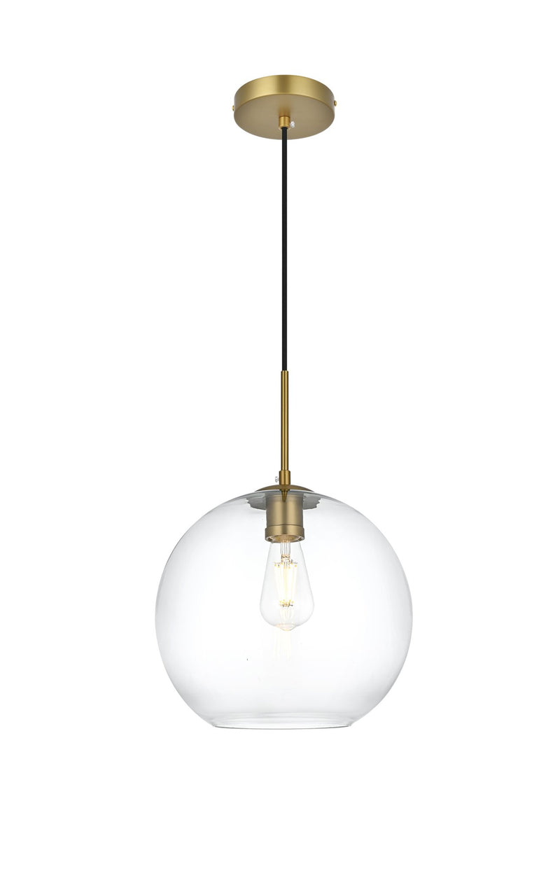 Baxter 12" Clear Glass Pendant in Satin Gold And Clear
