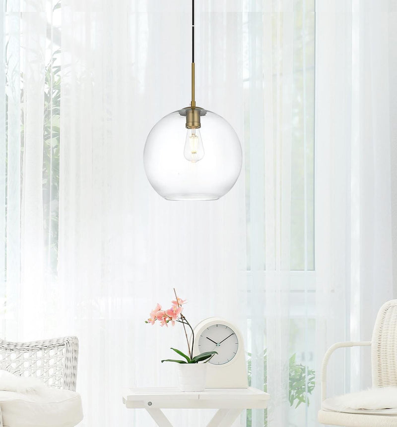 Baxter 12" Clear Glass Pendant in Satin Gold And Clear