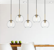 Baxter 5-Light 42" Clear Glass Linear Pendant in Satin Gold And Clear