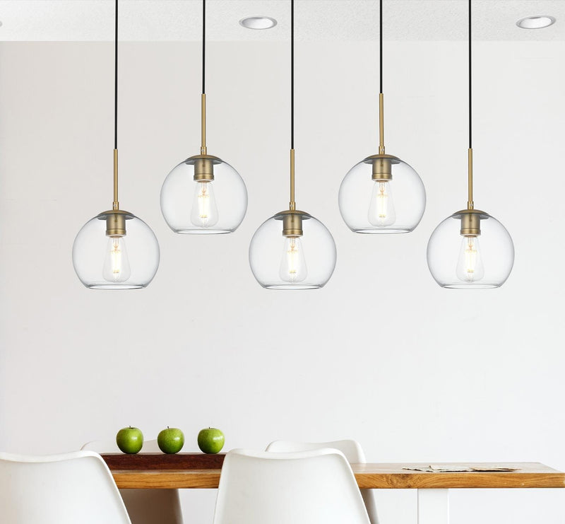 Baxter 5-Light 42" Clear Glass Linear Pendant in Satin Gold And Clear