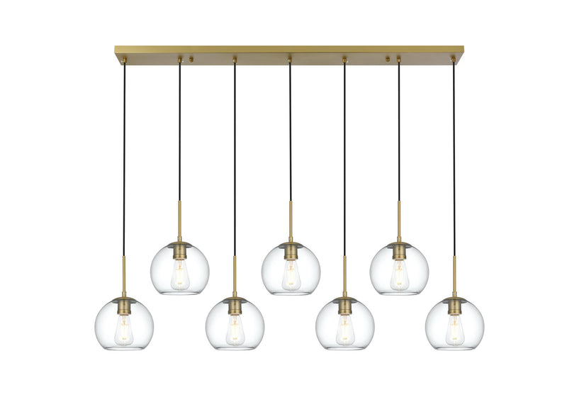 Baxter 7-Light 54" Clear Glass Linear Pendant in Satin Gold And Clear