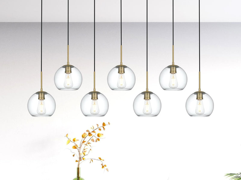 Baxter 7-Light 54" Clear Glass Linear Pendant in Satin Gold And Clear