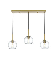 Baxter 3-Light 36" Linear Pendant in Satin Gold And Clear