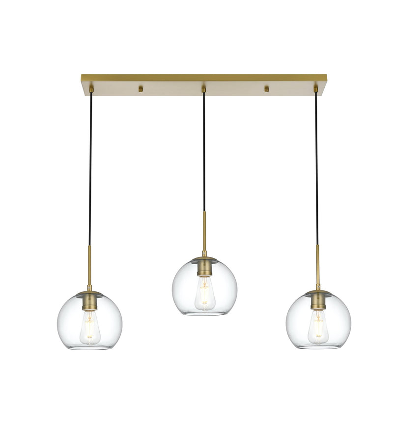 Baxter 3-Light 36" Linear Pendant in Satin Gold And Clear