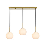 Baxter 3-Light 36" Linear Pendant in Satin Gold And Frosted White