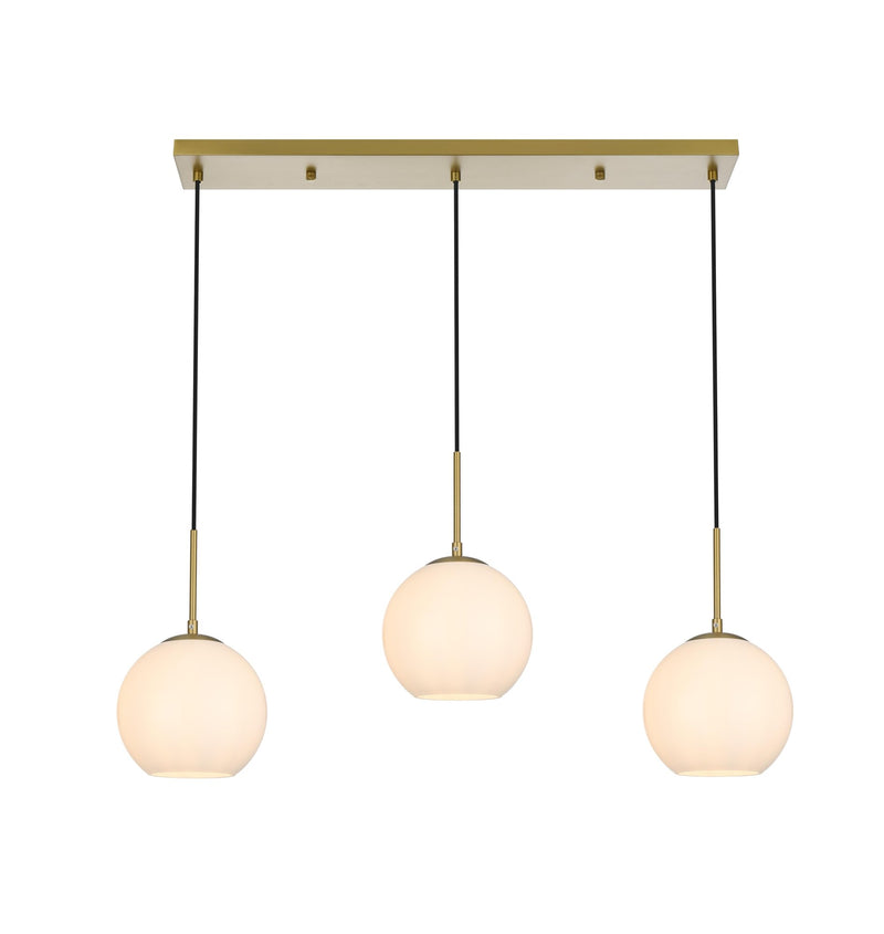 Baxter 3-Light 36" Linear Pendant in Satin Gold And Frosted White