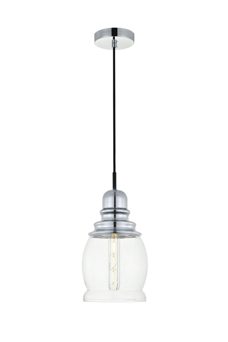 Kenna 6.3" Mini Pendant in Chrome And Clear