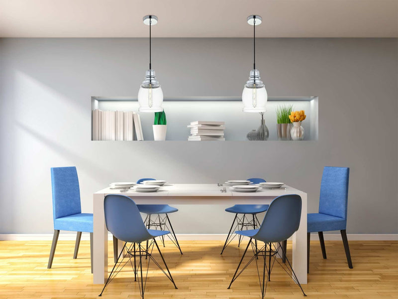 Kenna 6.3" Mini Pendant in Chrome And Clear