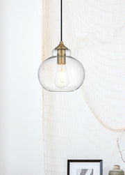 Destry 8" Globe Mini Pendant in Satin Gold And Clear