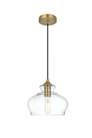 Destry 9" Mini Pendant in Satin Gold And Clear