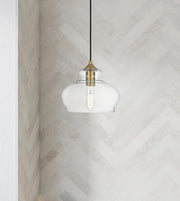 Destry 9" Mini Pendant in Satin Gold And Clear