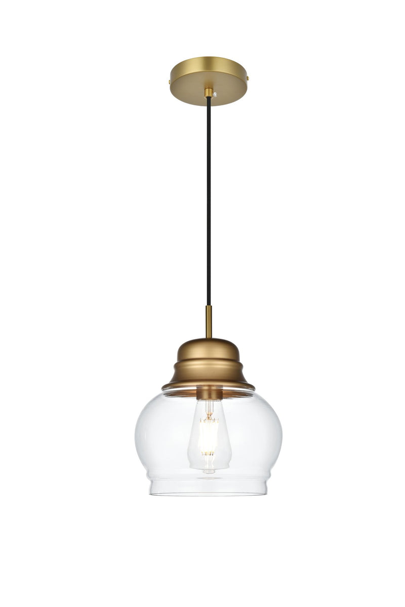 Kenna 8" Mini Pendant in Satin Gold And Clear