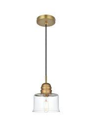Kenna 7" Mini Pendant in Satin Gold And Clear