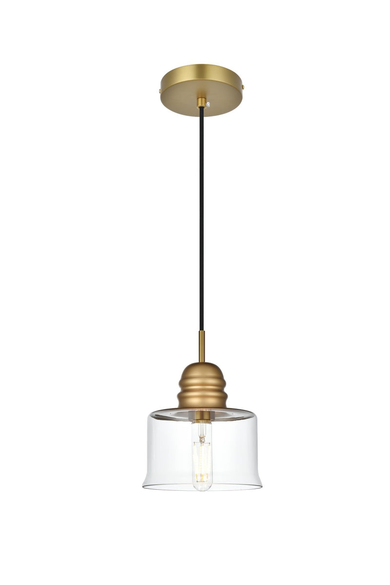 Kenna 7" Mini Pendant in Satin Gold And Clear