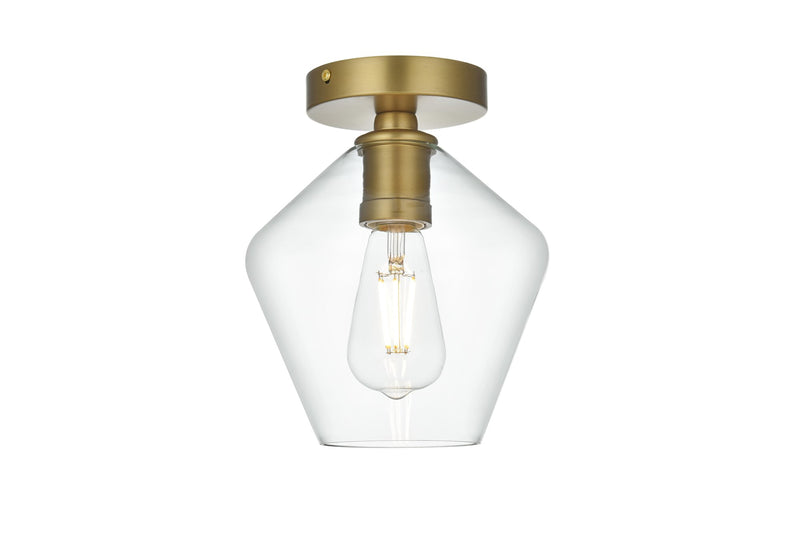 Gene 8" Diamond Semi-Flush Mount in Satin Gold And Clear