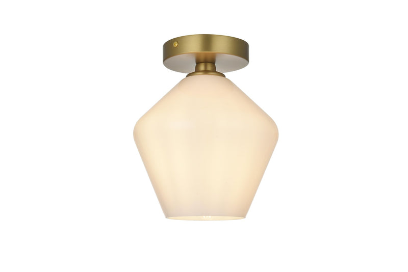 Gene 8" Diamond Semi-Flush Mount in Satin Gold And Frosted White