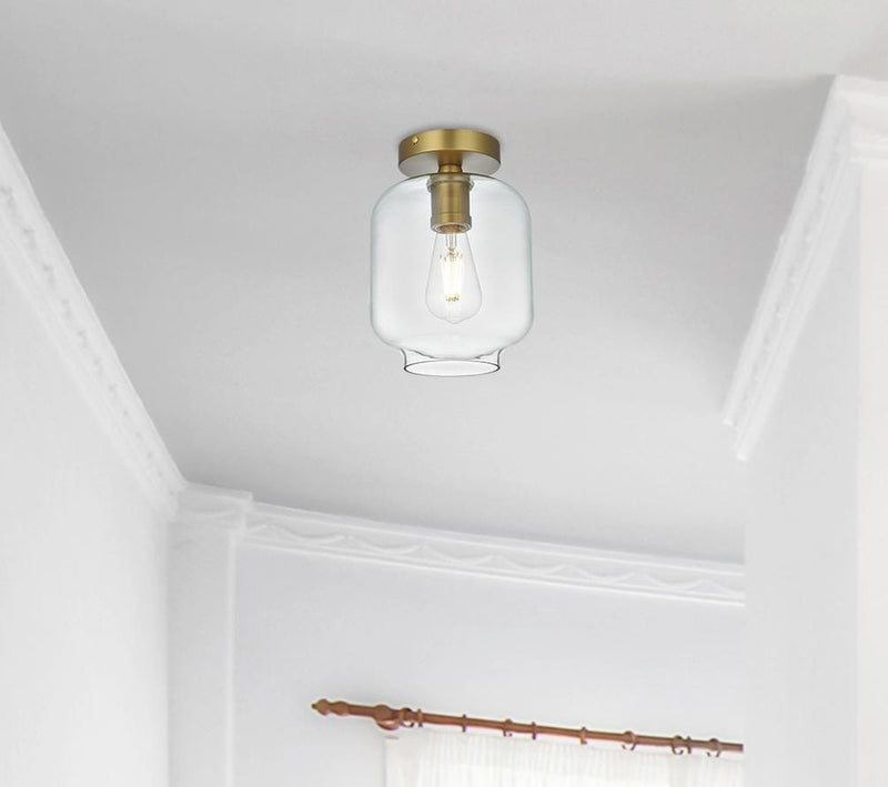 Collier Semi-Flush Mount in Satin Gold And Clear
