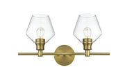 Gene 19" 2-Light Clear Glass Bath Vanity Light in Satin Gold