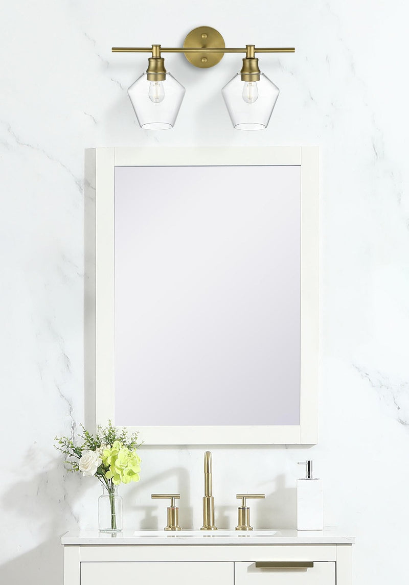 Gene 19" 2-Light Clear Glass Bath Vanity Light in Satin Gold