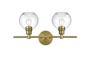Collier 19" 2-Light Clear Globe Bath Vanity Light in Satin Gold