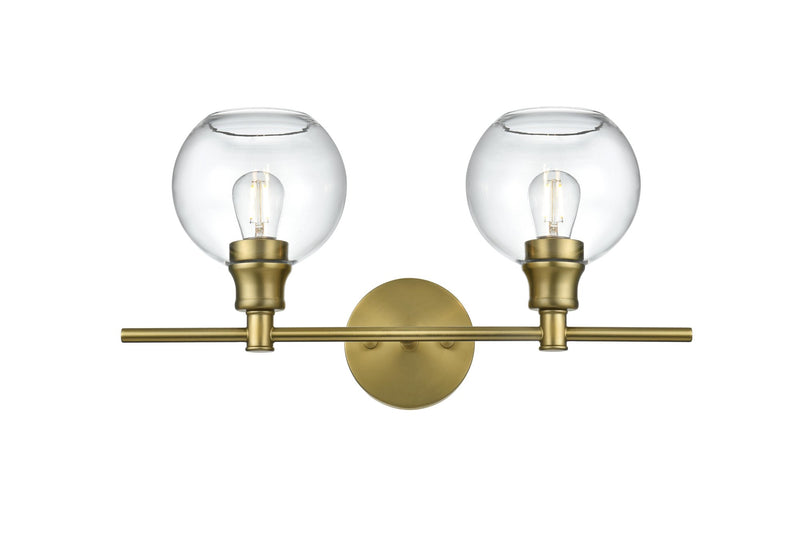 Collier 19" 2-Light Clear Globe Bath Vanity Light in Satin Gold