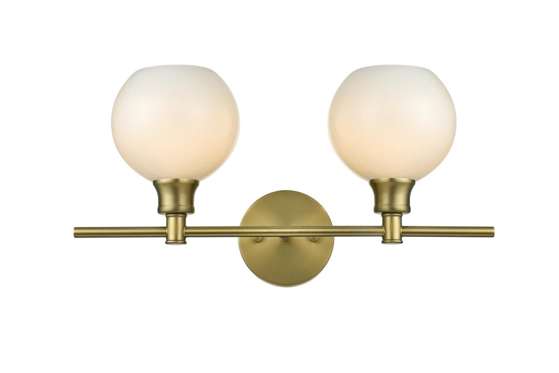 Collier 19" 2-Light Frosted Globe Bath Vanity Light in Satin Gold