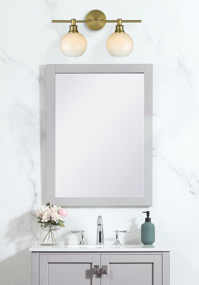 Collier 19" 2-Light Frosted Globe Bath Vanity Light in Satin Gold