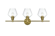 Gene 28" 3-Light Clear Glass Bath Vanity Light in Satin Gold