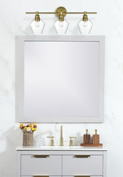 Gene 28" 3-Light Clear Glass Bath Vanity Light in Satin Gold