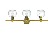 Collier 28" 3-Light Clear Globe Bath Vanity Light in Satin Gold