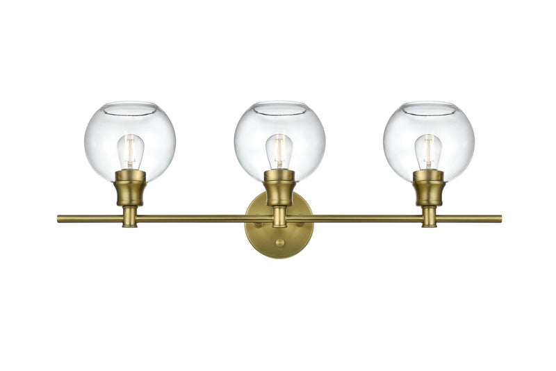 Collier 28" 3-Light Clear Globe Bath Vanity Light in Satin Gold