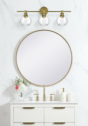 Collier 28" 3-Light Clear Globe Bath Vanity Light in Satin Gold