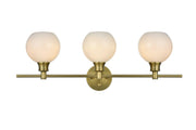 Collier 28" 3-Light Frosted Globe Bath Vanity Light in Satin Gold
