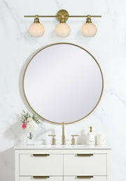 Collier 28" 3-Light Frosted Globe Bath Vanity Light in Satin Gold