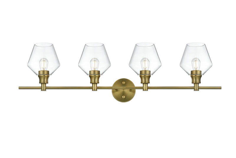 Gene 38" 4-Light Clear Glass Bath Vanity Light in Satin Gold