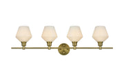 Gene 38" 4-Light Frosted Glass Bath Vanity Light in Satin Gold