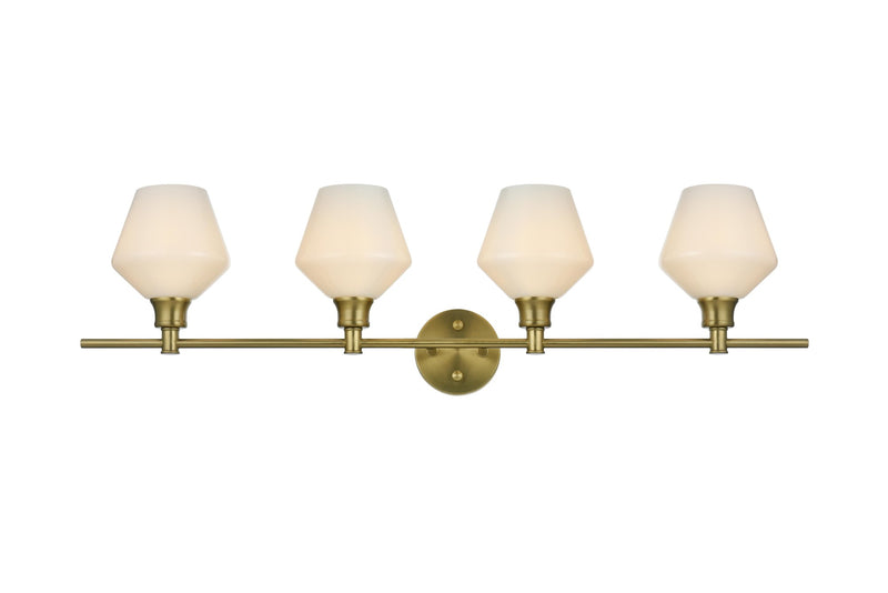 Gene 38" 4-Light Frosted Glass Bath Vanity Light in Satin Gold