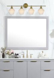 Gene 38" 4-Light Frosted Glass Bath Vanity Light in Satin Gold