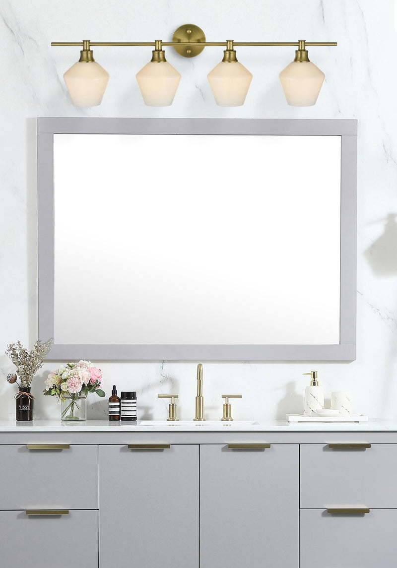 Gene 38" 4-Light Frosted Glass Bath Vanity Light in Satin Gold