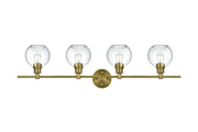 Collier 38" 4-Light Clear Globe Bath Vanity Light in Satin Gold