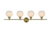 Collier 38" 4-Light Frosted Globe Bath Vanity Light in Satin Gold