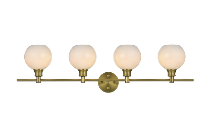 Collier 38" 4-Light Frosted Globe Bath Vanity Light in Satin Gold