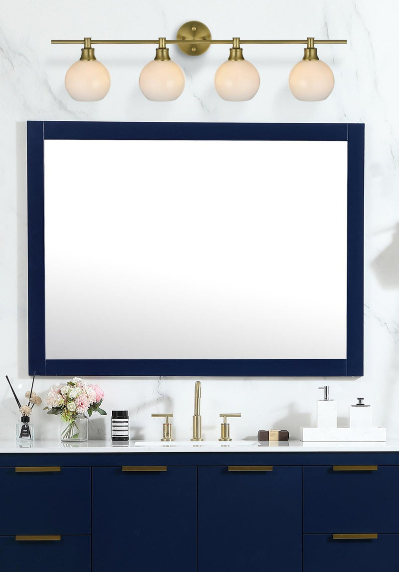 Collier 38" 4-Light Frosted Globe Bath Vanity Light in Satin Gold