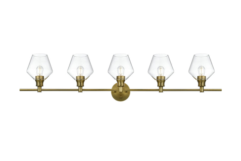 Gene 47" 5-Light Clear Glass Bath Vanity Light in Satin Gold
